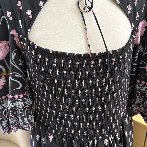 ANTHROPOLOGIE Dasha Smocked Midi Dress Neck Tie Size XL - Picture 5 of 10